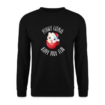 Meowy Catmas - Happy Purr Year - Unisex Sweatshirt - black - Front - Alina (178cm) & Michal (187cm)