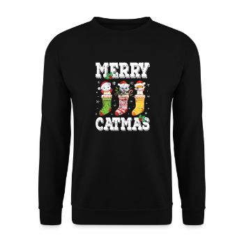 Merry Catmas - Beautiful Cats Christmas - Unisex Sweatshirt - black - Front - Alina (178cm) & Michal (187cm)