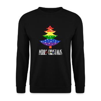 Merry Queer Christmas - Schöne Queere Weihnachten - Unisex Pullover - Schwarz - Vorne - Alina (178cm) & Michal (187cm)