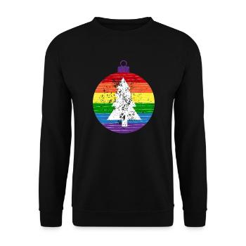 Regenbogen Weihnachtskugel Queer Gay Pride - Unisex Pullover - Schwarz - Vorne - Alina (178cm) & Michal (187cm)
