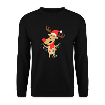 Frohe Weihnachten - Unisex Pullover - Schwarz - Vorne - Alina (178cm) & Michal (187cm)