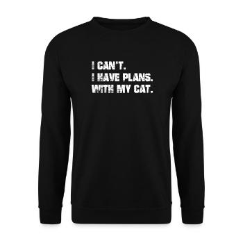 I have plans. With my cat. - Unisex Sweatshirt - black - Front - Alina (178cm) & Michal (187cm)