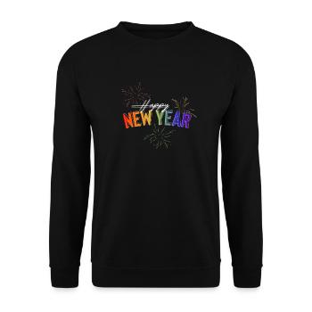 HAPPY NEW YEAR, HAPPY NEW YEAR - Unisex Sweatshirt - black - Front - Alina (178cm) & Michal (187cm)