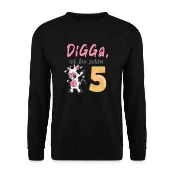 DIGGA, ich bin schon 5 - Unisex Pullover - Schwarz - Vorne - Alina (178cm) & Michal (187cm)