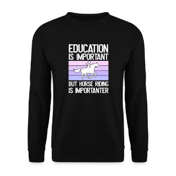 Bildung Ist Wichtig, Aber Reiten Ist wichtiger - Unisex Pullover - Schwarz - Vorne - Alina (178cm) & Michal (187cm)