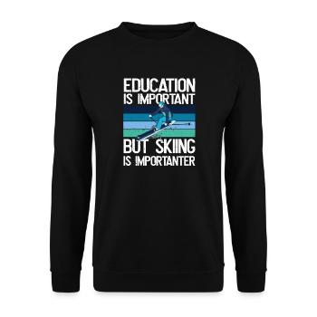 Bildung Ist Wichtig, Aber Ski Ist wichtiger - Unisex Pullover - Schwarz - Vorne - Alina (178cm) & Michal (187cm)