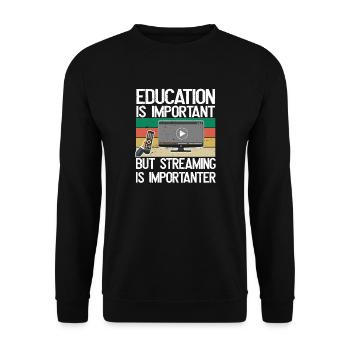Bildung Ist Wichtig, Aber Streaming Ist wichtiger - Unisex Pullover - Schwarz - Vorne - Alina (178cm) & Michal (187cm)