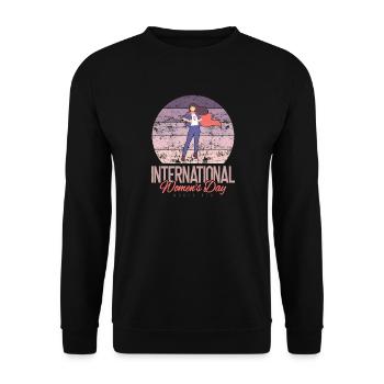 Bonne Journée internationale de la femme le 8. - Sweat-shirt Unisexe - noir - Devant - Alina (178cm) & Michal (187cm)