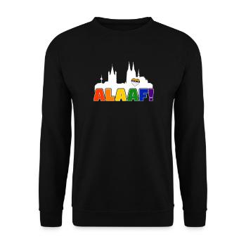 Jede Jeck es anders! Ich auch. LGBTQ Karneval Köln - Unisex Pullover - Schwarz - Vorne - Alina (178cm) & Michal (187cm)