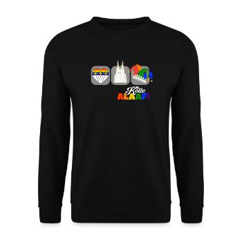 Jede Jeck es anders! Ich auch. LGBTQ Karneval Köln - Unisex Pullover - Schwarz - Vorne - Alina (178cm) & Michal (187cm)