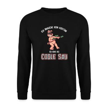Karneval Kostüm coole geile Sau - Unisex Pullover - Schwarz - Vorne - Alina (178cm) & Michal (187cm)