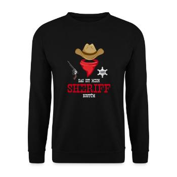 Karneval Kostüm Sheriff - Unisex Pullover - Schwarz - Vorne - Alina (178cm) & Michal (187cm)