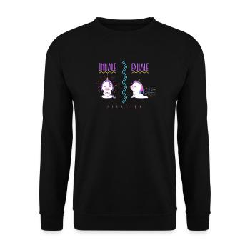 Yoga Licorne inspirer et expirer - Sweat-shirt Unisexe - noir - Devant - Alina (178cm) & Michal (187cm)