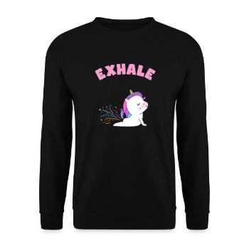Yoga Licorne inspirer et expirer - Sweat-shirt Unisexe - noir - Devant - Alina (178cm) & Michal (187cm)