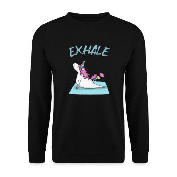 Yoga Licorne inspirer et expirer - Sweat-shirt Unisexe - noir - Devant - Alina (178cm) & Michal (187cm)