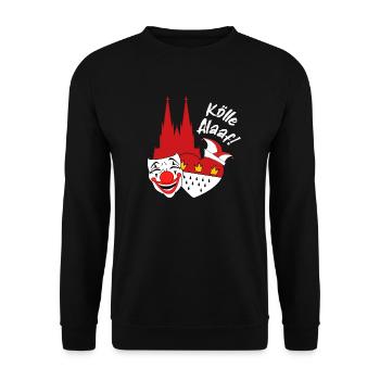 Karneval Kostüm Kölle Alaaf Clown Wappen Dom Köln - Unisex Pullover - Schwarz - Vorne - Alina (178cm) & Michal (187cm)