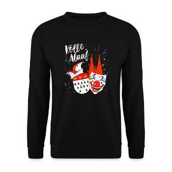 Karneval Kostüm Kölle Alaaf Clown Wappen Dom Köln - Unisex Pullover - Schwarz - Vorne - Alina (178cm) & Michal (187cm)
