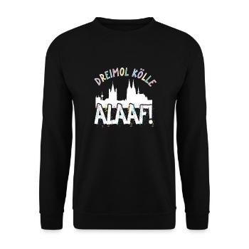 Karneval Kostüm Dreimol Kölle Alaaf Herz Köln - Unisex Pullover - Schwarz - Vorne - Alina (178cm) & Michal (187cm)