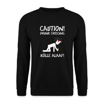 Carnival Costume Kölle Alaaf Cologne Caution Drunk - Unisex Sweatshirt - black - Front - Alina (178cm) & Michal (187cm)