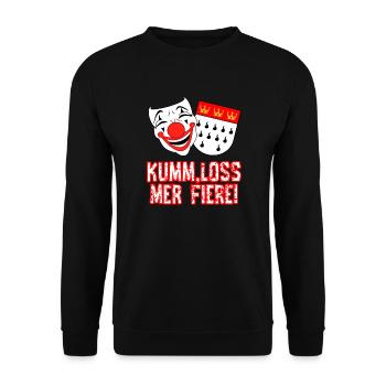 Karneval Kostüm Kölle Alaaf Köln loss mer fiere! - Unisex Pullover - Schwarz - Vorne - Alina (178cm) & Michal (187cm)