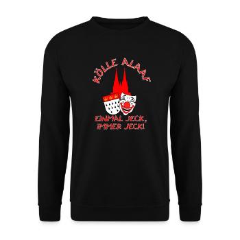 Karneval Kostüm Kölle Alaaf Clown Wappen Dom Köln - Unisex Pullover - Schwarz - Vorne - Alina (178cm) & Michal (187cm)