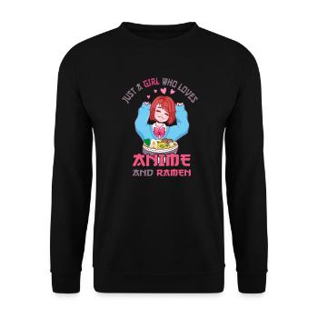 Just a girl who loves anime ramen - Unisex Sweatshirt - black - Front - Alina (178cm) & Michal (187cm)