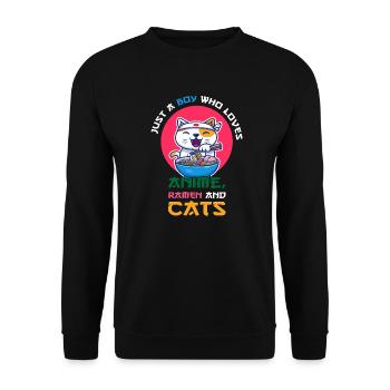 Juste un garçon qui aime les ramen d’anime - Sweat-shirt Unisexe - noir - Devant - Alina (178cm) & Michal (187cm)