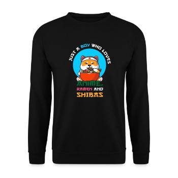 Juste un garçon qui aime l’anime, les ramen et les shibas - Sweat-shirt Unisexe - noir - Devant - Alina (178cm) & Michal (187cm)