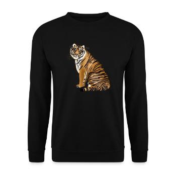 Tiger - Unisex Sweatshirt - black - Front - Alina (178cm) & Michal (187cm)
