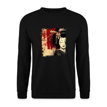 Geisha, traditionelle digitale Kunst, Japan - Unisex Pullover - Schwarz - Vorne - Alina (178cm) & Michal (187cm)
