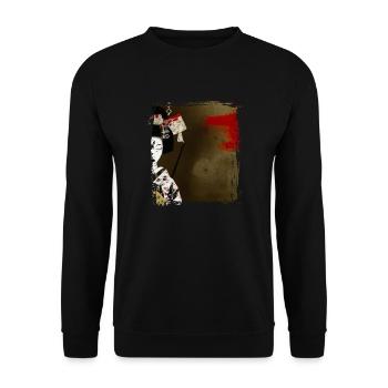 Geisha, traditionelle digitale Kunst, Japan - Unisex Pullover - Schwarz - Vorne - Alina (178cm) & Michal (187cm)