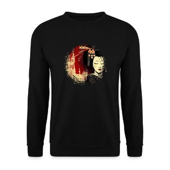 Geisha, traditionelle digitale Kunst, Japan - Unisex Pullover - Schwarz - Vorne - Alina (178cm) & Michal (187cm)