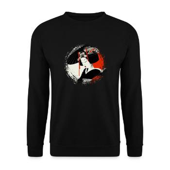 Geisha, traditionelle digitale Kunst, Japan - Unisex Pullover - Schwarz - Vorne - Alina (178cm) & Michal (187cm)