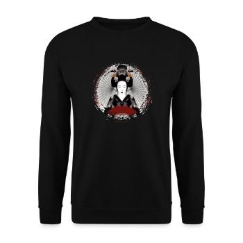 Geisha, traditionelle digitale Kunst, Japan - Unisex Pullover - Schwarz - Vorne - Alina (178cm) & Michal (187cm)