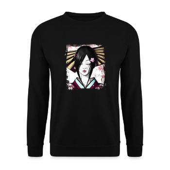 Geisha, traditionelle digitale Kunst, Japan - Unisex Pullover - Schwarz - Vorne - Alina (178cm) & Michal (187cm)