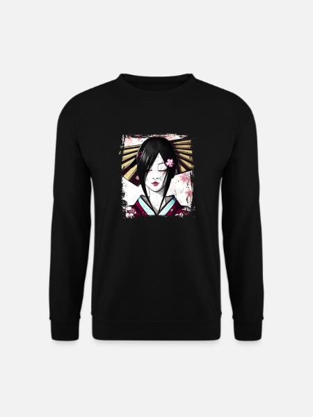 Geisha, traditionelle digitale Kunst, Japan - Unisex Pullover - Schwarz