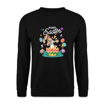 Frohe Ostern - Osterhase Dab Tanz - Unisex Pullover - Schwarz - Vorne - Alina (178cm) & Michal (187cm)