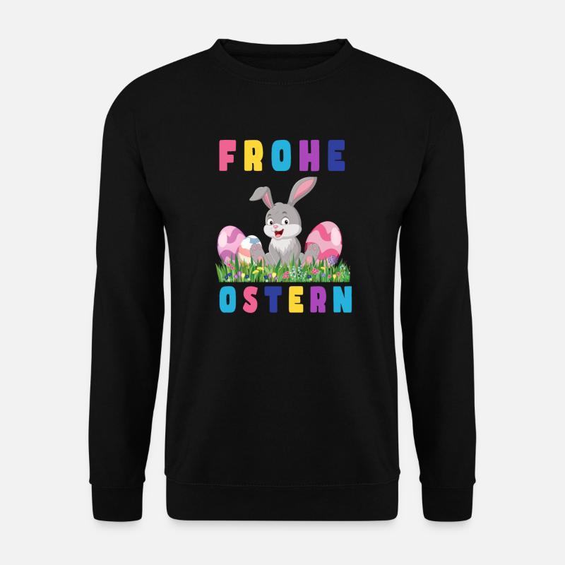 Frohe Ostern Hase bunte Eier - Unisex Pullover - Schwarz