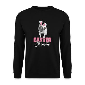 Frohe Ostern French Bulldog - Unisex Pullover - Schwarz - Vorne - Alina (178cm) & Michal (187cm)
