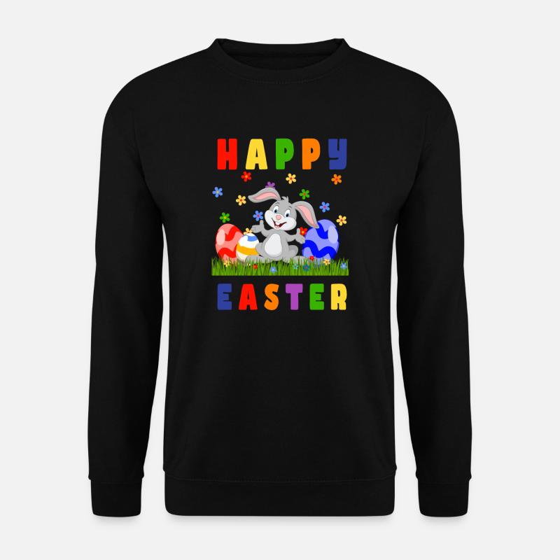 Happy Easter - Frohe Ostern Osterhase - Unisex Pullover - Schwarz