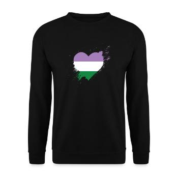 Pride LGBTQ Heart - Genderqueer - Unisex Sweatshirt - black - Front - Alina (178cm) & Michal (187cm)