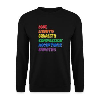 Stolz LGBTQ. Aussage - Unisex Pullover - Schwarz - Vorne - Alina (178cm) & Michal (187cm)