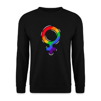 Stolz LGBTQ. Stellungnahme - Unisex Pullover - Schwarz - Vorne - Alina (178cm) & Michal (187cm)