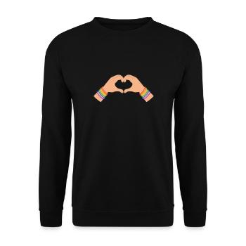 Stolz LGBTQ. Stellungnahme - Unisex Pullover - Schwarz - Vorne - Alina (178cm) & Michal (187cm)