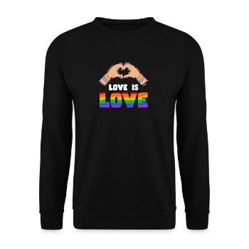 Stolz LGBTQ. Stellungnahme - Unisex Pullover - Schwarz - Vorne - Alina (178cm) & Michal (187cm)