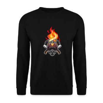 Wir sind stolz auf unsere Feuerwehrleute - Unisex Pullover - Schwarz - Vorne - Alina (178cm) & Michal (187cm)