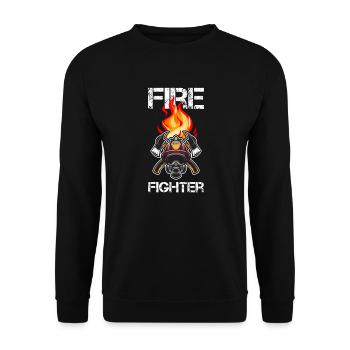 Wir sind stolz auf unsere Feuerwehrleute - Unisex Pullover - Schwarz - Vorne - Alina (178cm) & Michal (187cm)