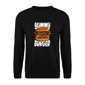 J’adore la restauration rapide, les hamburgers et les frites - Sweat-shirt Unisexe - noir - Devant - Alina (178cm) & Michal (187cm)