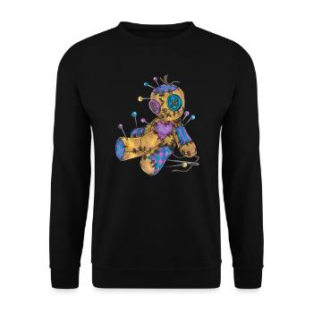 Coole Voodoo Puppe mit Nadeln Goth Gothic Zauber - Unisex Pullover - Schwarz - Vorne - Alina (178cm) & Michal (187cm)