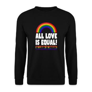 Pride LGBT Liebe gewinnt, wir sind queer und stolz - Unisex Pullover - Schwarz - Vorne - Alina (178cm) & Michal (187cm)